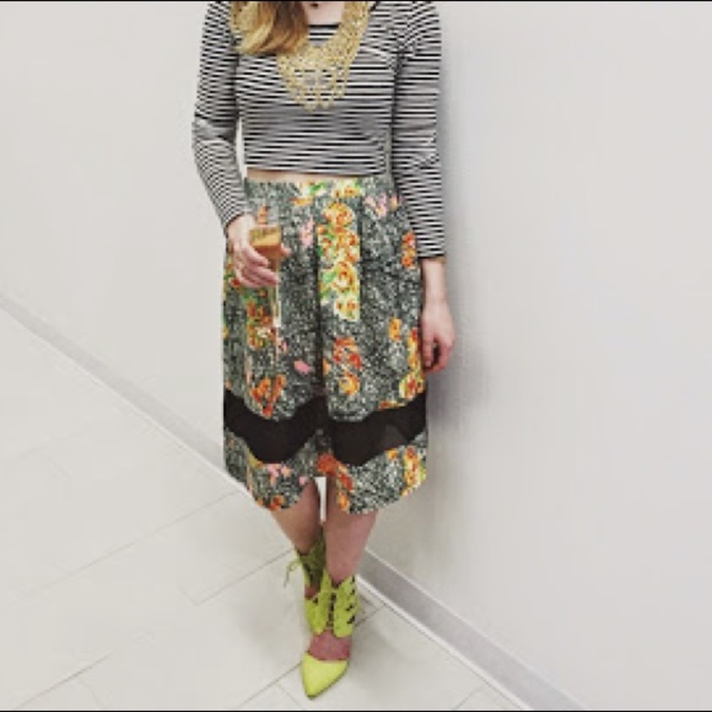Sugar lips floral midi skirt (XS)